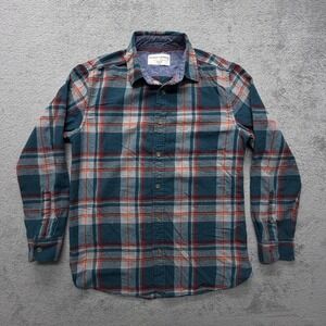 Hudson & Barrow Shirt Mens Small Green Plaid Mountain Flannel Long Sleeve Casual